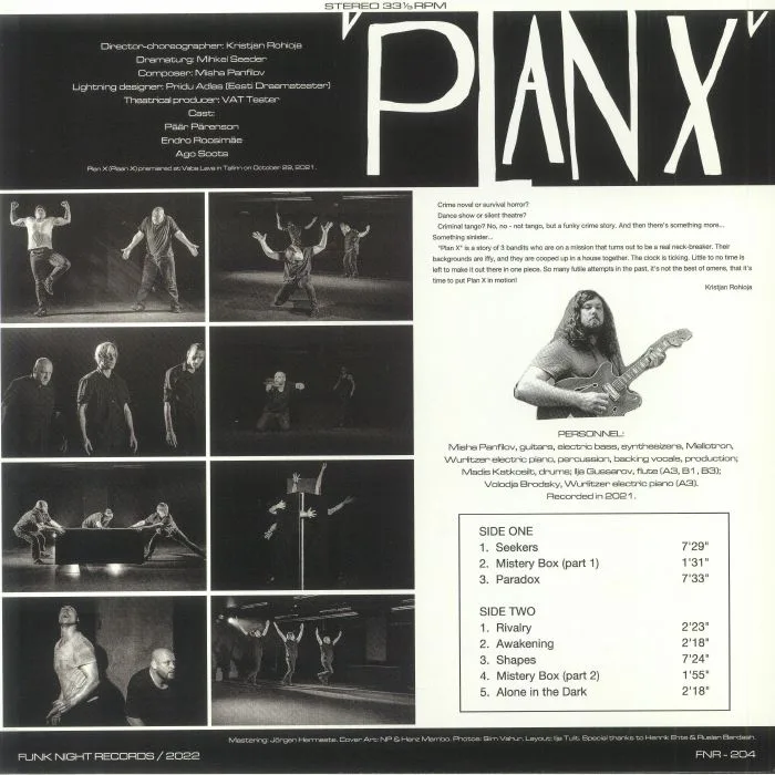 Обратная сторона обложки — Misha PANFILOV — Plan X (Original Cast Recording)