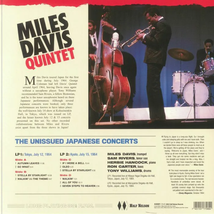 Обратная сторона обложки — MILES DAVIS QUINTET — The Unissued Japanese Concerts (reissue) (B-STOCK)