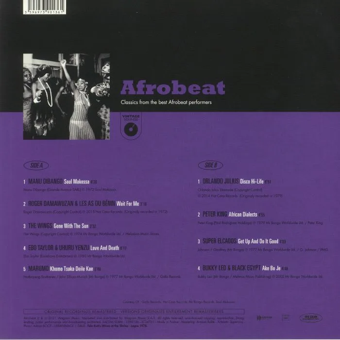 Обратная сторона обложки — VARIOUS — Afrobeat: Classics From The Best Afrobeat Performers (remastered)