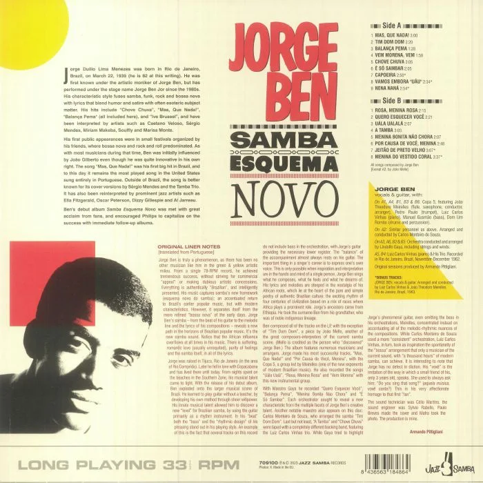 Обратная сторона обложки — JORGE BEN — Samba Esquema Novo