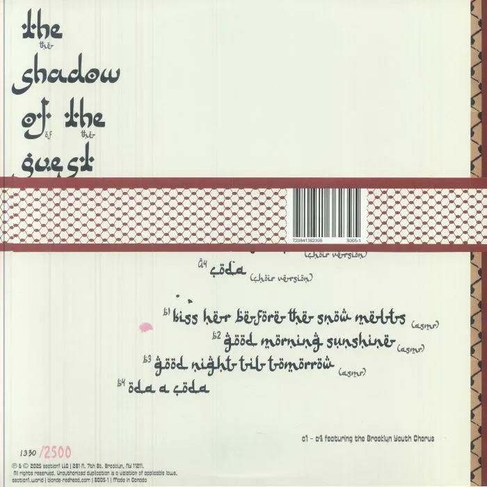 Back cover — BLONDE REDHEAD — The Shadow Of The Guest