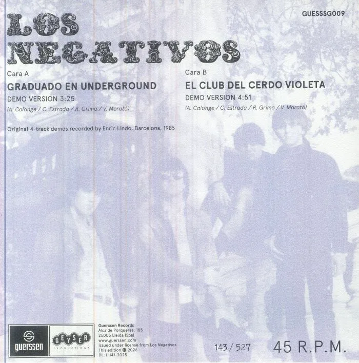 Обратная сторона обложки — LOS NEGATIVOS — Graduado En Underground