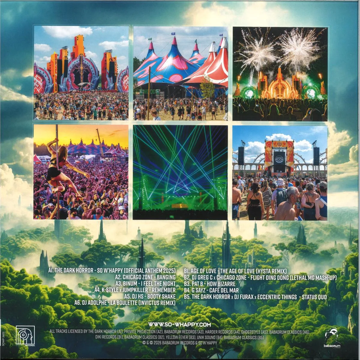 Обратная сторона обложки — SO W’HAPPY FESTIVAL — VINYL SAMPLER 2026