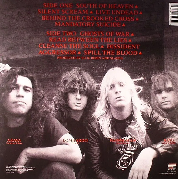 Back cover — SLAYER — South Of Heaven