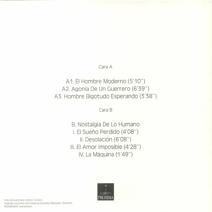 Back cover — Javier SEGURA — Nostalgia De Lo Humano (reissue)
