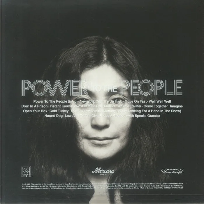 Back cover — John LENNON / YOKO ONO / THE PLASTIC ONO BAND — Power To The People: Live At The One To One Concert New York City 1972