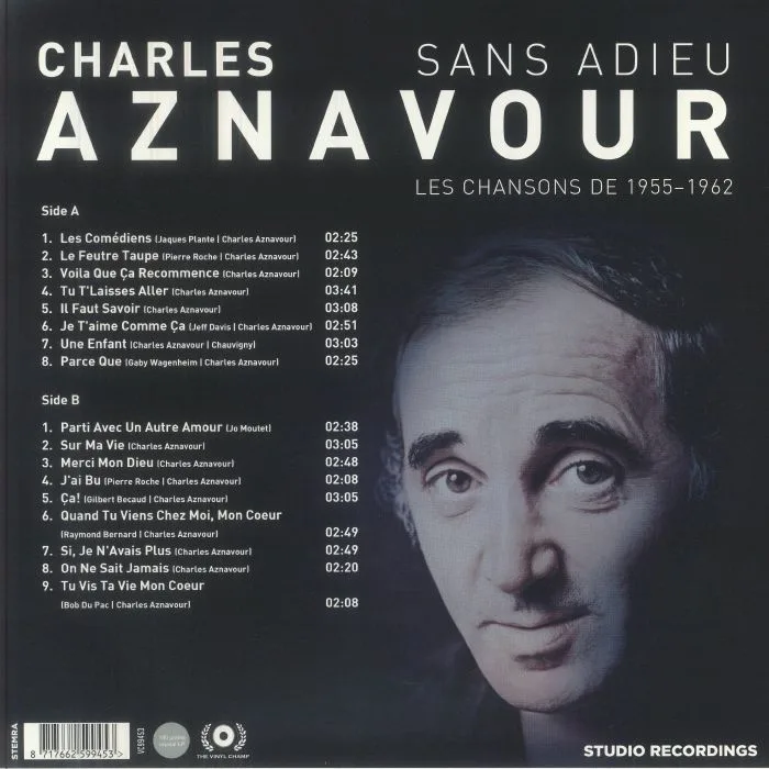 Back cover — Charles AZNAVOUR — Sans Adiue Les Chanson De 1955-1962