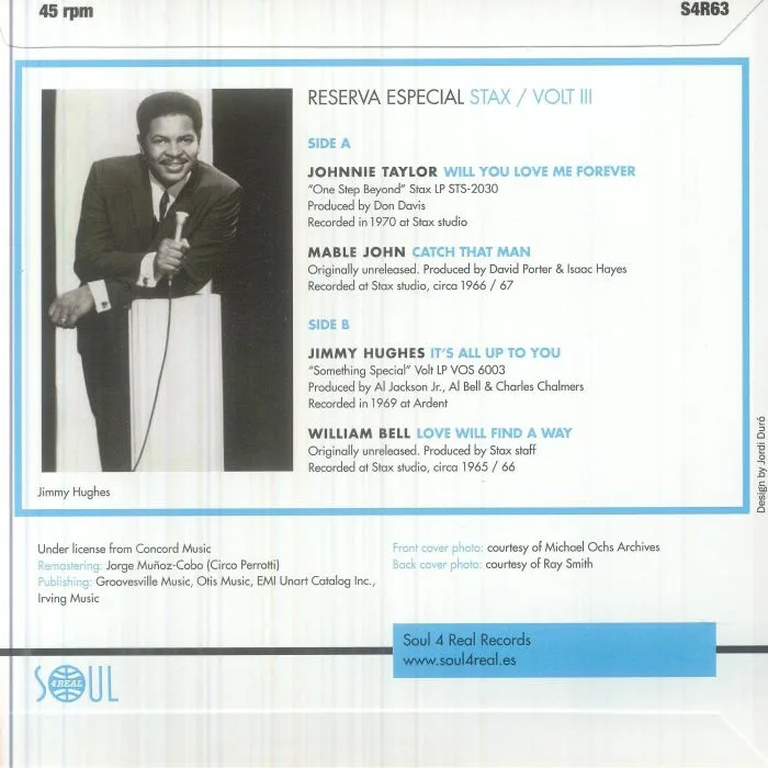 Back cover — Johnnie TAYLOR / MABLE JOHN / JIMMY HUGHES / WILLIAM BELL — Reserva Especial Soul: Stax Volt III