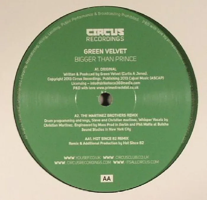 Обратная сторона обложки — GREEN VELVET — Bigger Than Prince