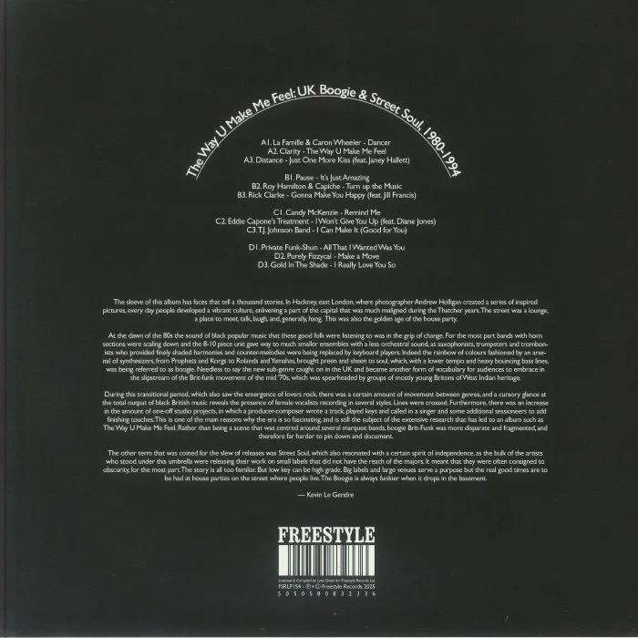 Back cover — VARIOUS — The Way U Make Me Feel: UK Boogie & Street Soul 1980-1994