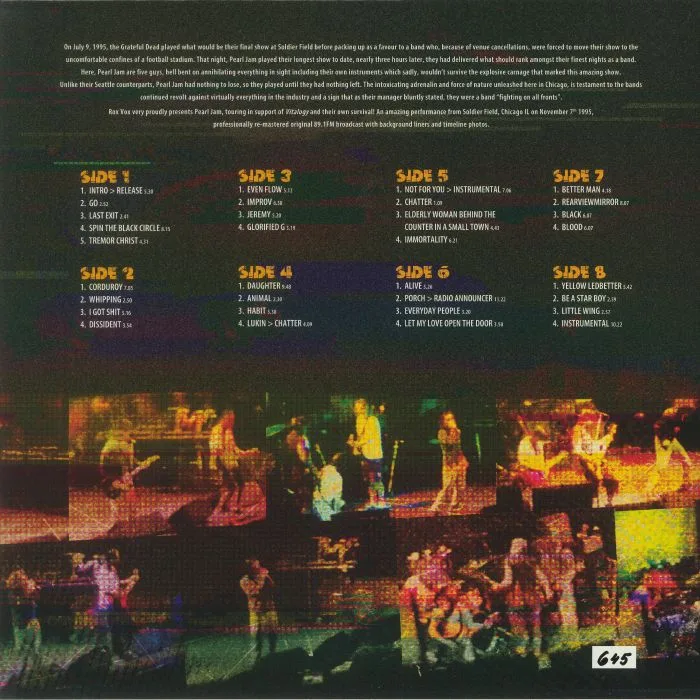 Обратная сторона обложки — PEARL JAM — Soldier Field 1995