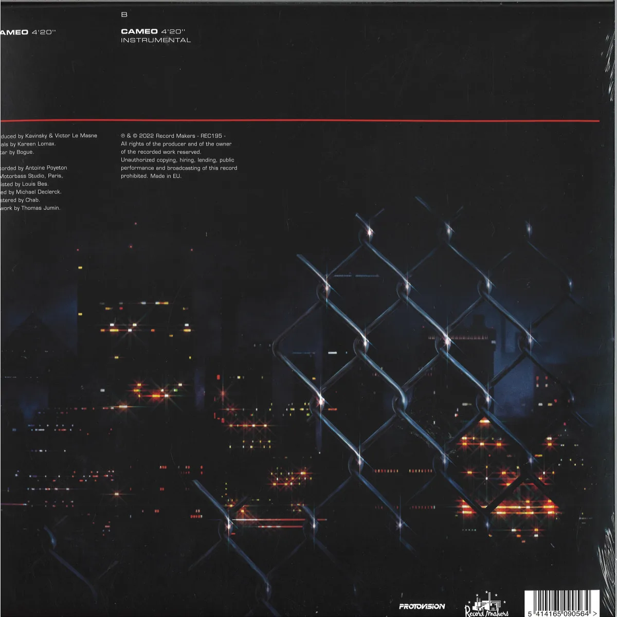 Обратная сторона обложки — KAVINSKY — CAMEO EP