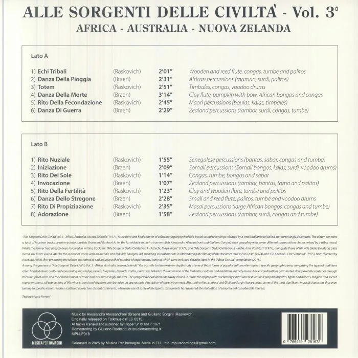 Back cover — BRAEN / RASKOVICH — Alle Sorgenti Delle Civilta Vol 3