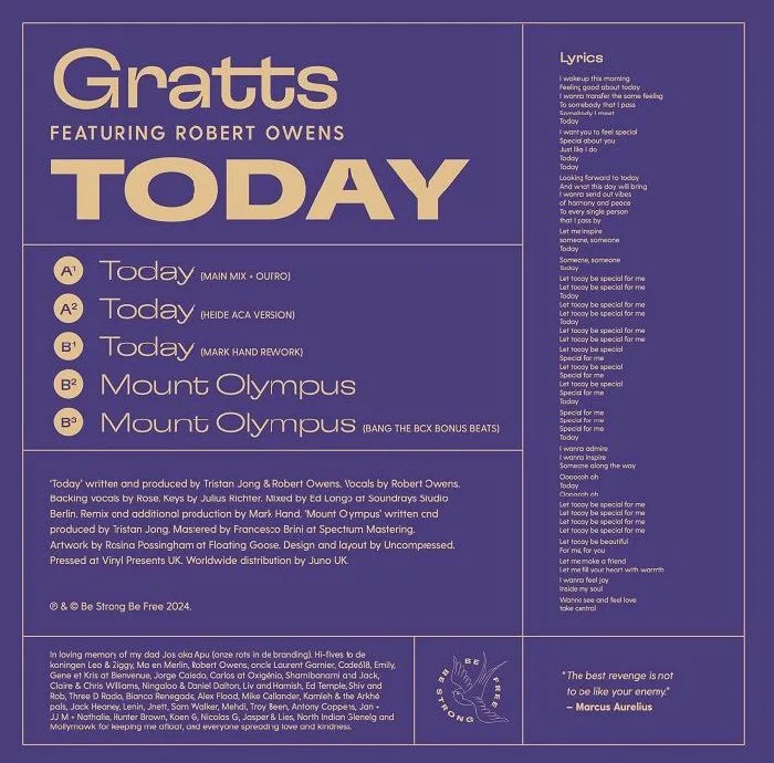 Back cover — GRATTS feat ROBERT OWENS — Today (feat Mark Hand mix)