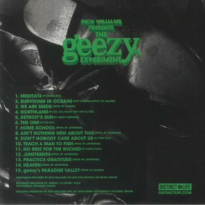 Back cover — Rick Williams presents — The Geezy Experiment LP