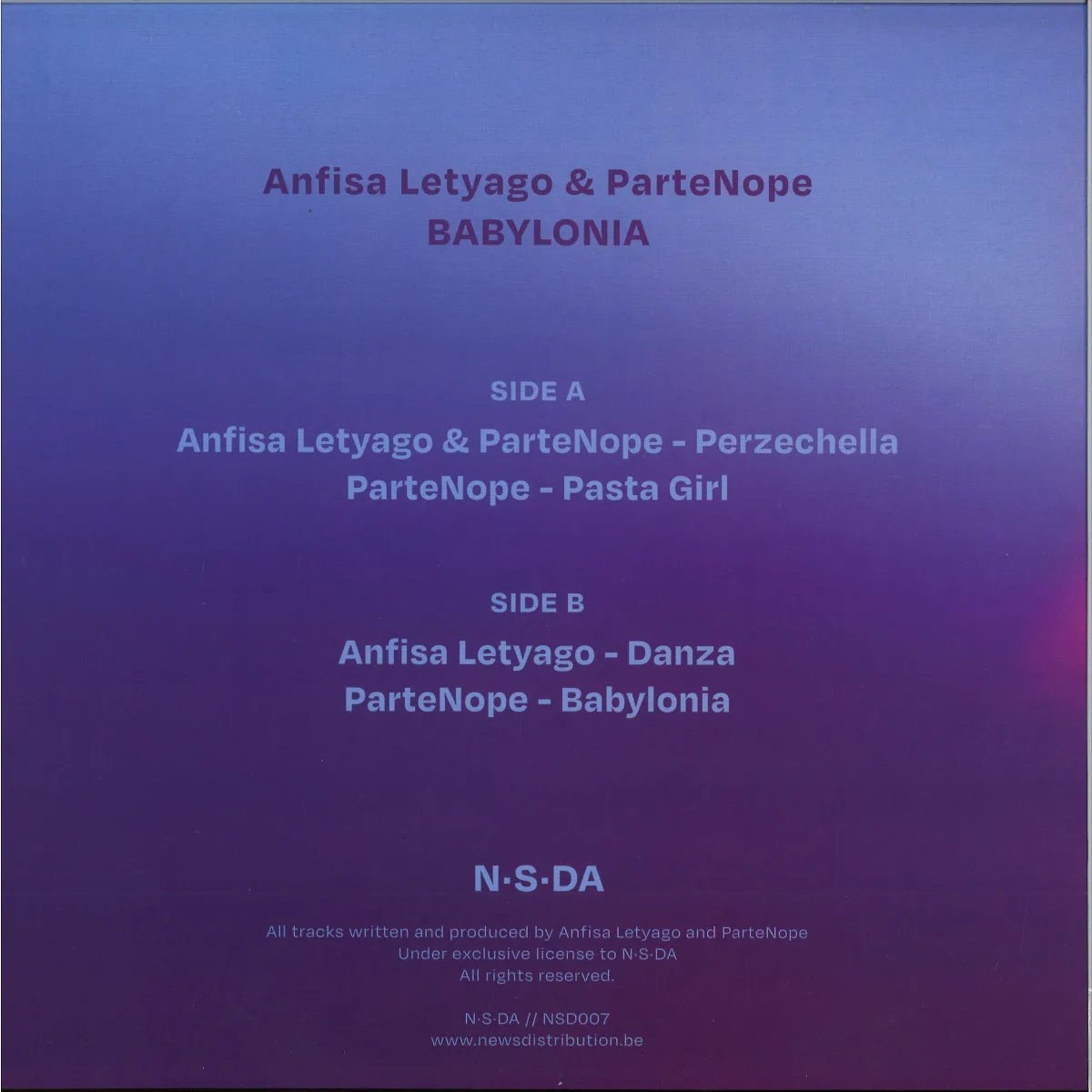 Back cover — Anfisa LetyagoandPartenope — Babylonia