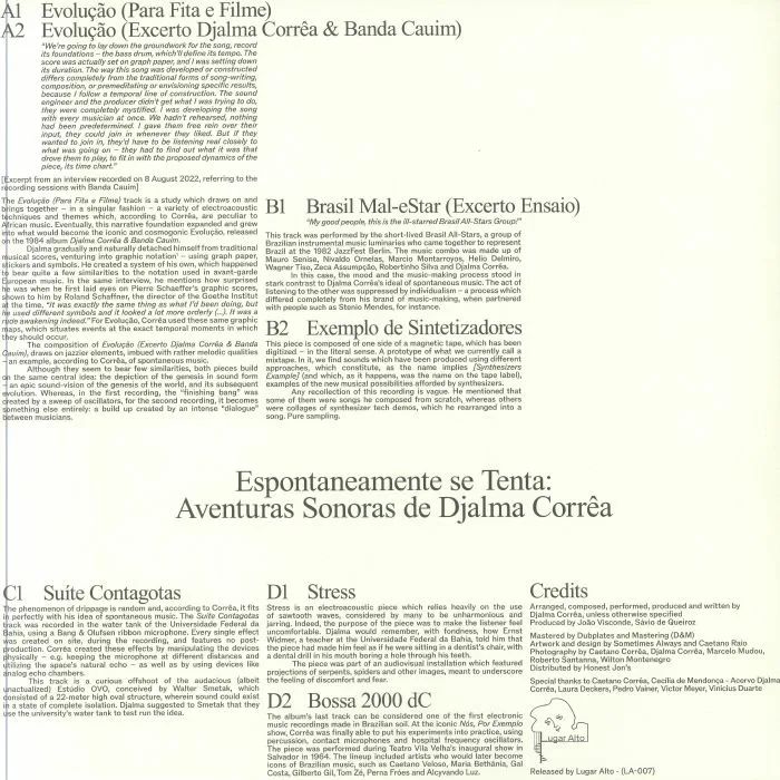Back cover — Djalma CORREA — Espontaneamente Se Tenta: Aventuras Sonoras De Djalma Correa