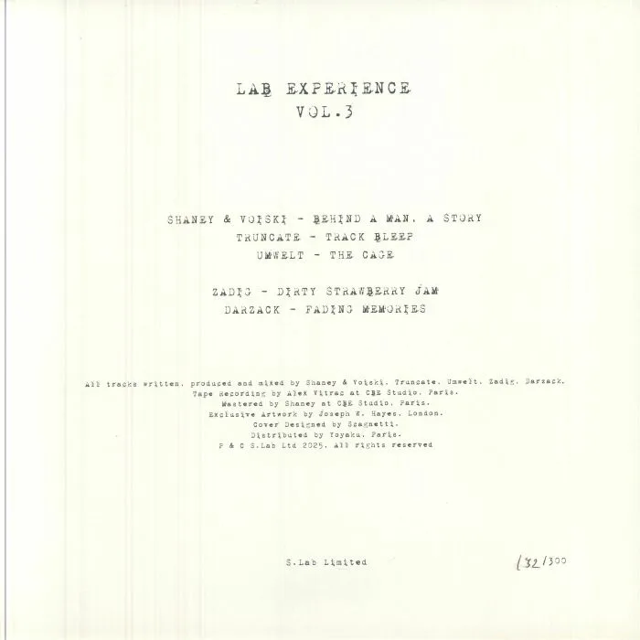 Back cover — SHANEY / VOISKI / TRUNCATE / UMWELT / ZADIG / DARZACK — Lab Experience Vol 3
