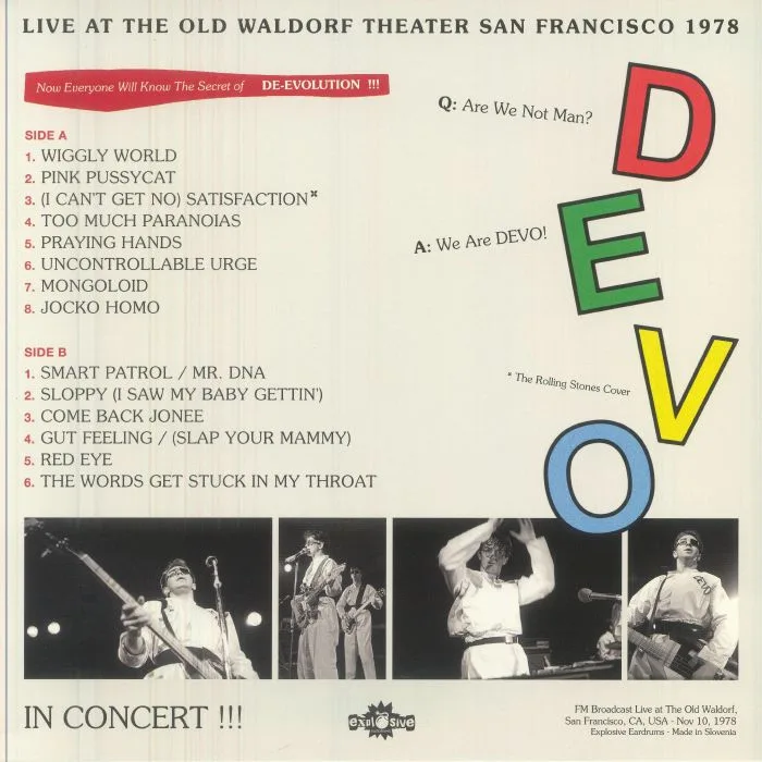 Обратная сторона обложки — DEVO — Live At The Old Waldorf San Francisco 1978