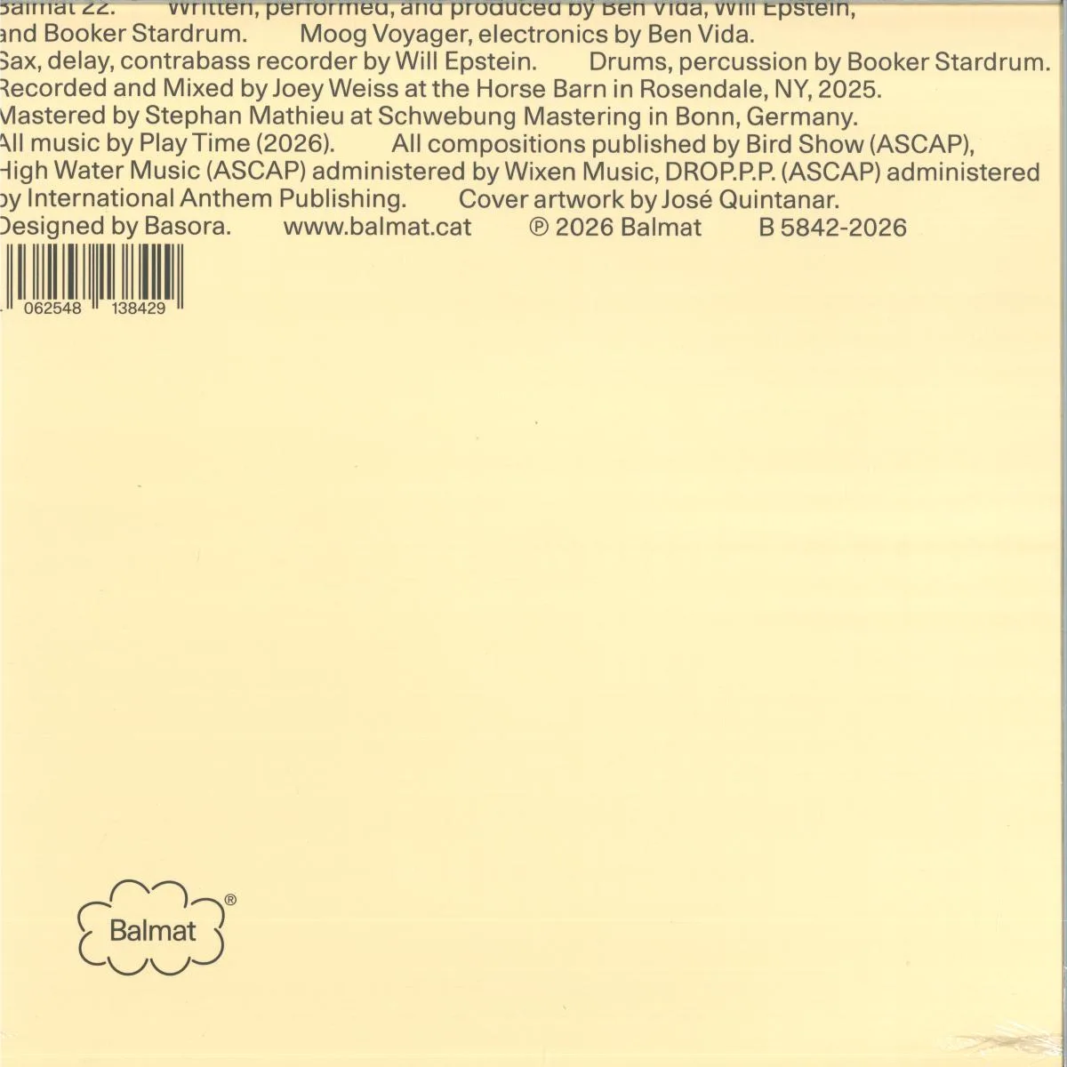 Back cover — Play Time — Magic Object LP
