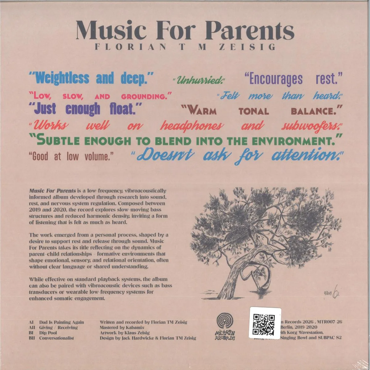 Back cover — Florian T M Zeisig — Music For Parents LP