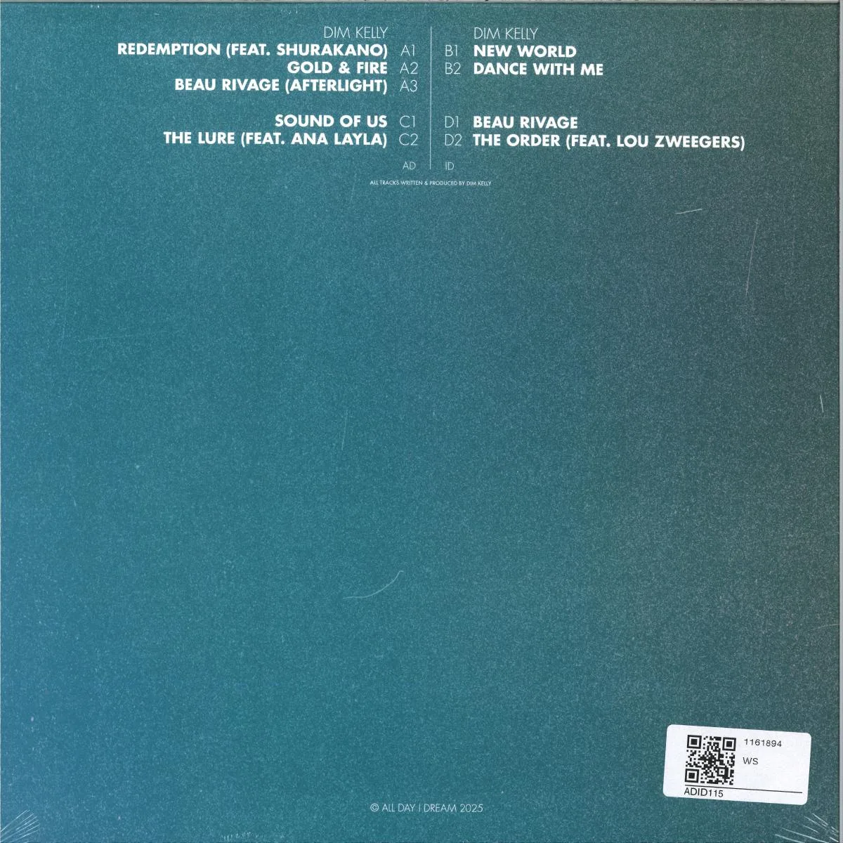 Back cover — DIM KELLY — Beau Rivage LP 2x12"