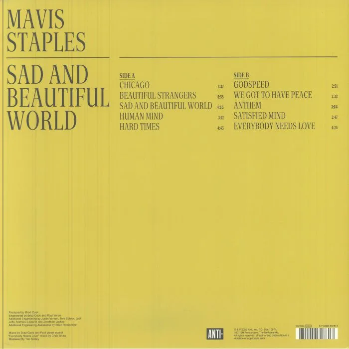 Back cover — Mavis STAPLES — Sad & Beautiful World