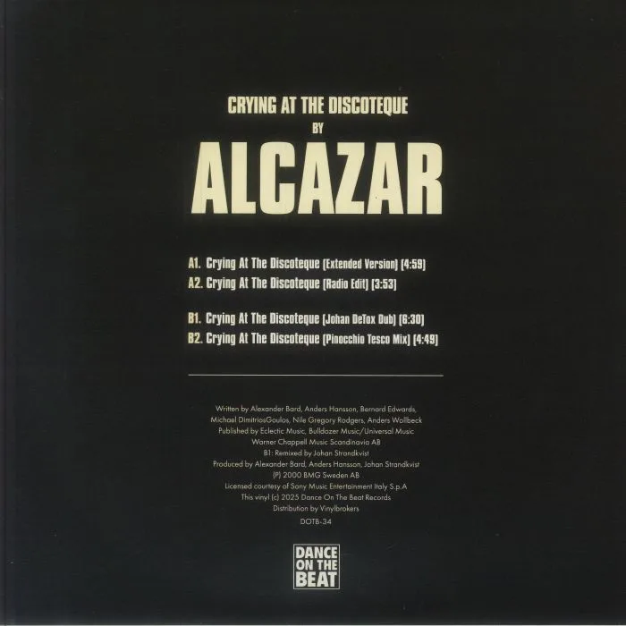 Обратная сторона обложки — ALCAZAR — Crying At The Discoteque (reissue)