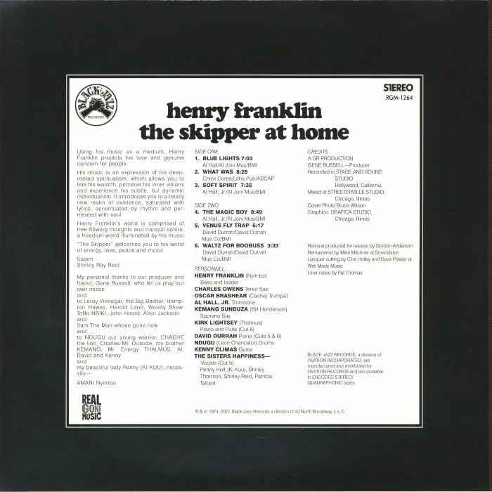 Back cover — Henry FRANKLIN — The Skipper At Home (remastered)