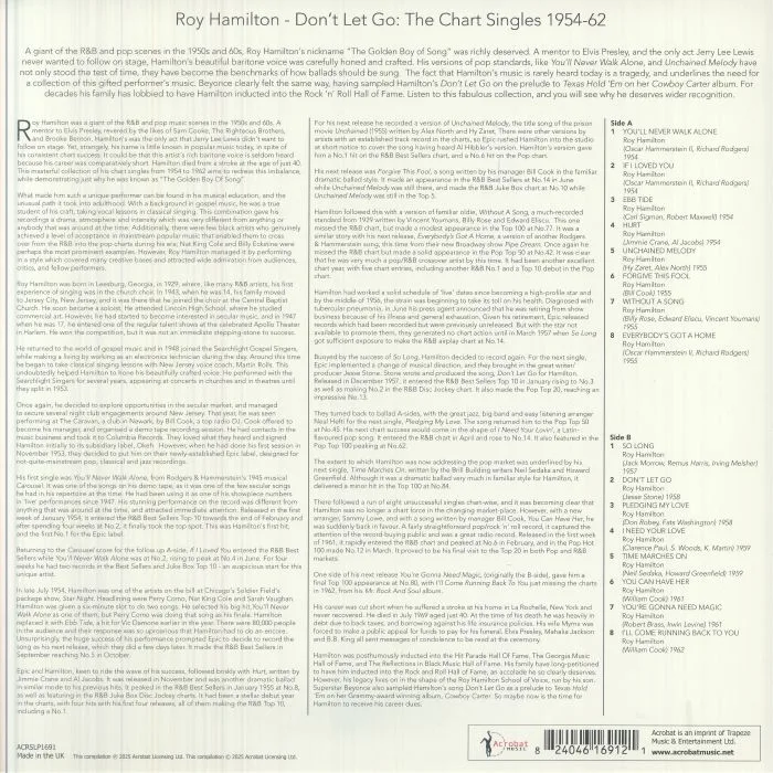 Back cover — Roy HAMILTON — Don't Let Go: The Chart Singles 1954-1962