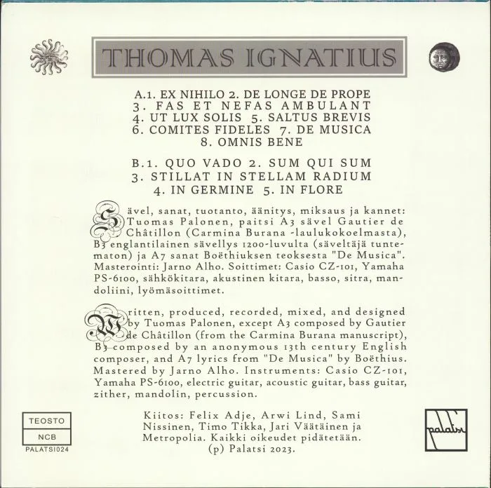 Обратная сторона обложки — THOMAS IGNATIUS — Thomas Ignatius