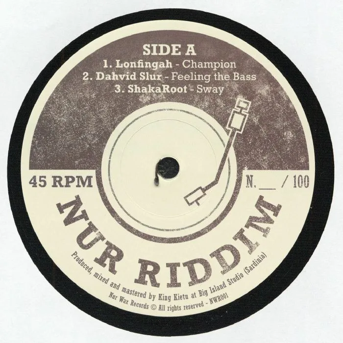 Front cover — LONGFINGAH / DAHVID SLUR / SHAKAROOT / KING KIETU — Nur Riddim