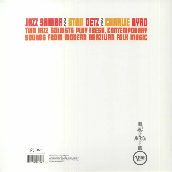 Back cover — Stan GETZ / CHARLIE BYRD — Jazz Samba (Acoustic Sounds Series)