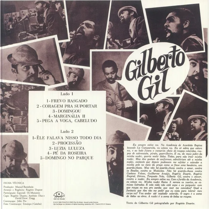 Обратная сторона обложки — Gilberto GIL with OS MUTANTES — Gilberto Gil With Os Mutantes (reissue)
