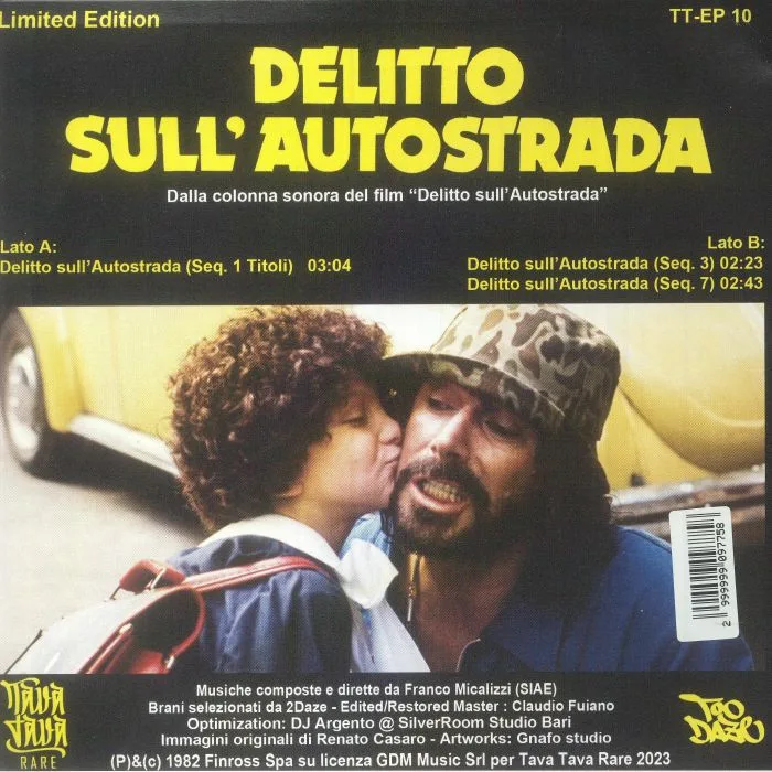 Back cover — Franco MICALIZZI — Delitto Sull'autostrada (Soundtrack)