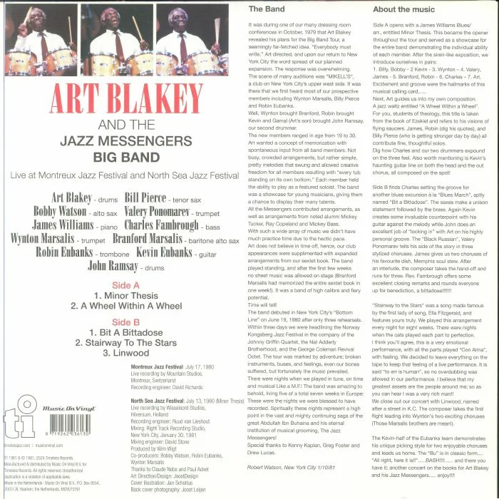 Back cover — Art BLAKEY & THE JAZZ MESSENGERS BIG BAND — Live At Montreux & North Sea Jazz Festivals