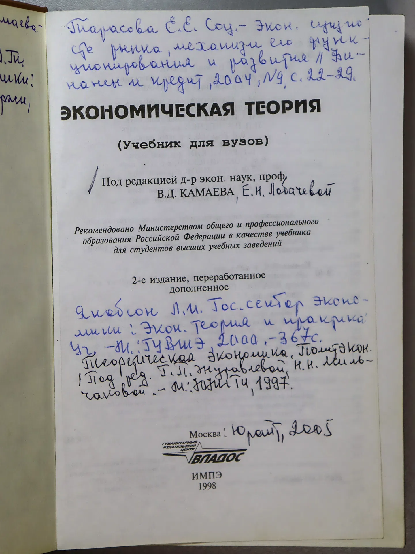 Абрамова М. А. Экономическая теория