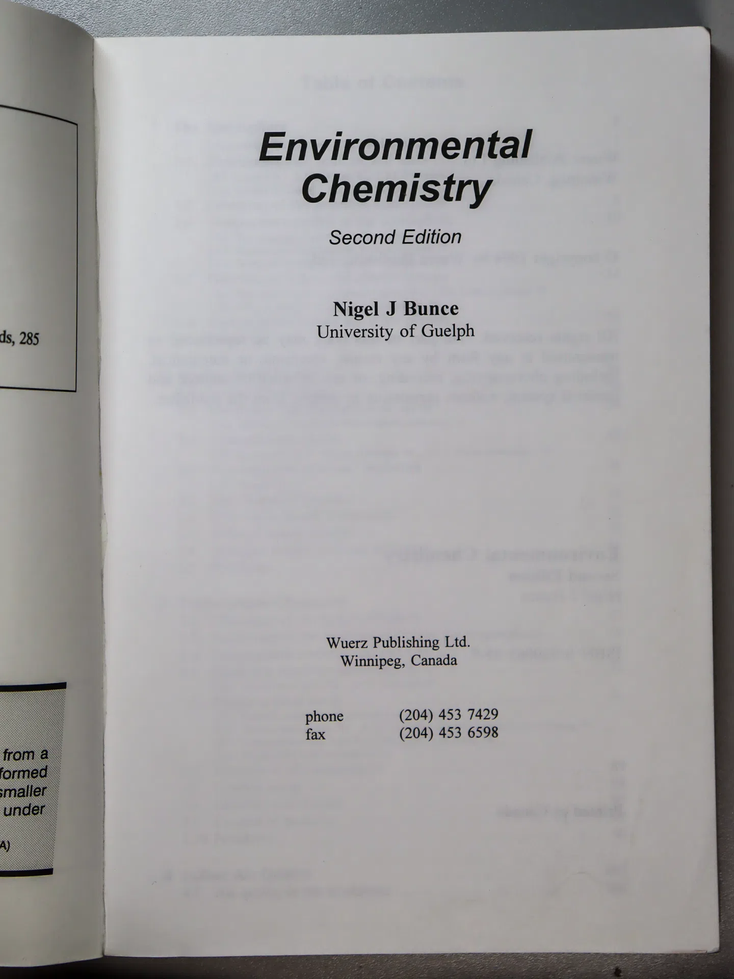 Bunce Nigel J. Environmental Chemistry. Second Edition