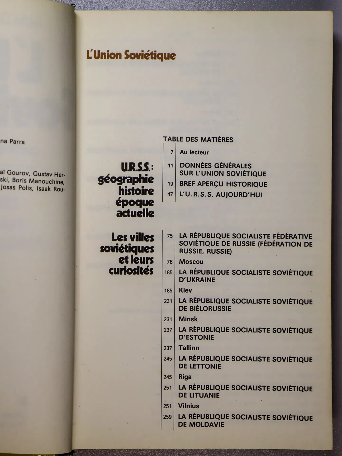 Doubinskaia Lydia. L’Union Soviétique. Guide-aperçu général